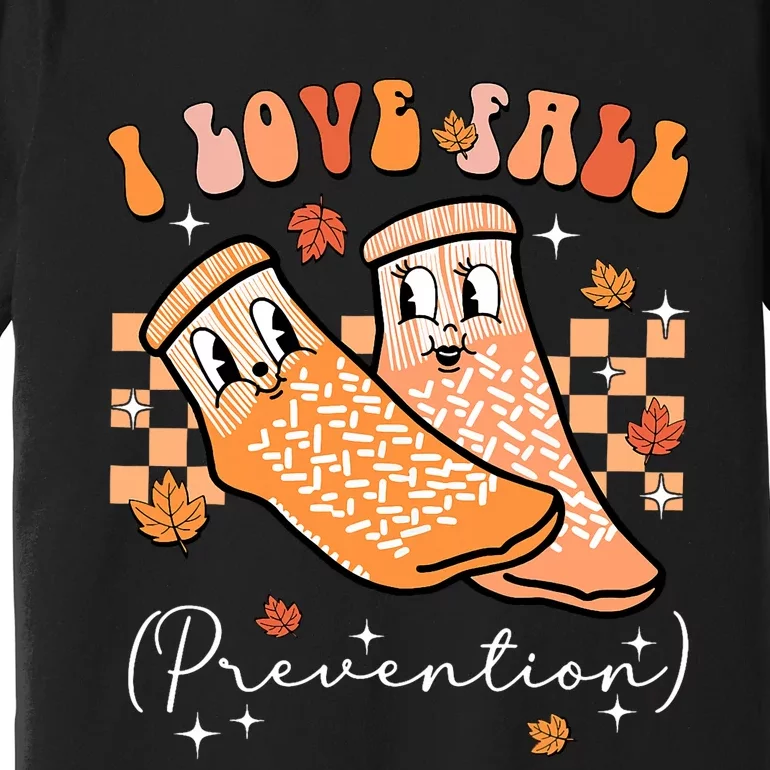 Groovy Retro I Love Fall Prevention Fall Physical Therapy Premium T-Shirt