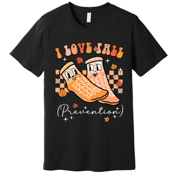 Groovy Retro I Love Fall Prevention Fall Physical Therapy Premium T-Shirt