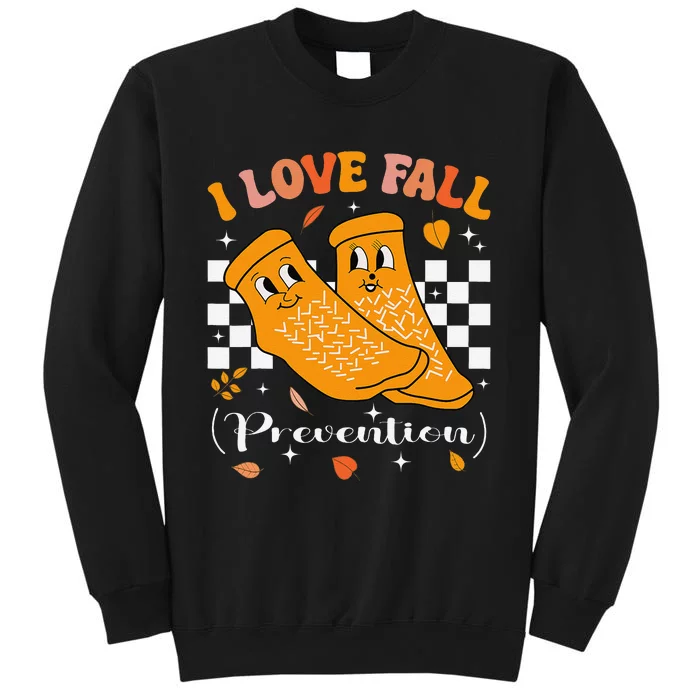 Groovy Retro I Love Fall Prevention Fall Physical Therapy Tall Sweatshirt