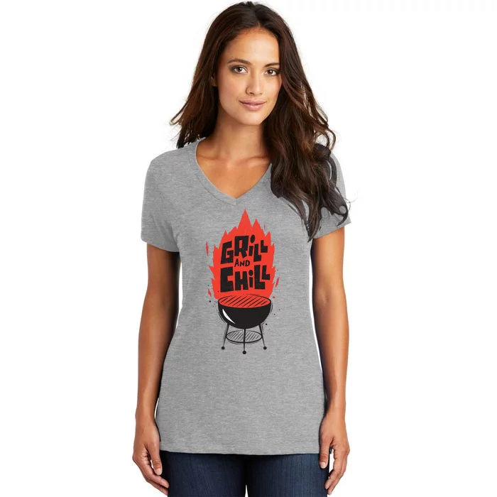 Grill And Chill Women's V-Neck T-Shirt