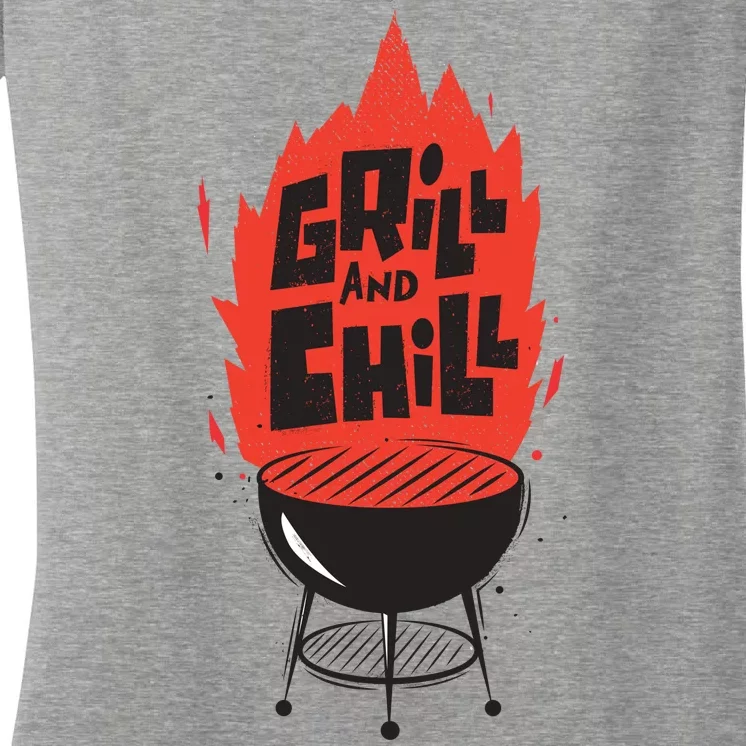 Grill And Chill Women's V-Neck T-Shirt