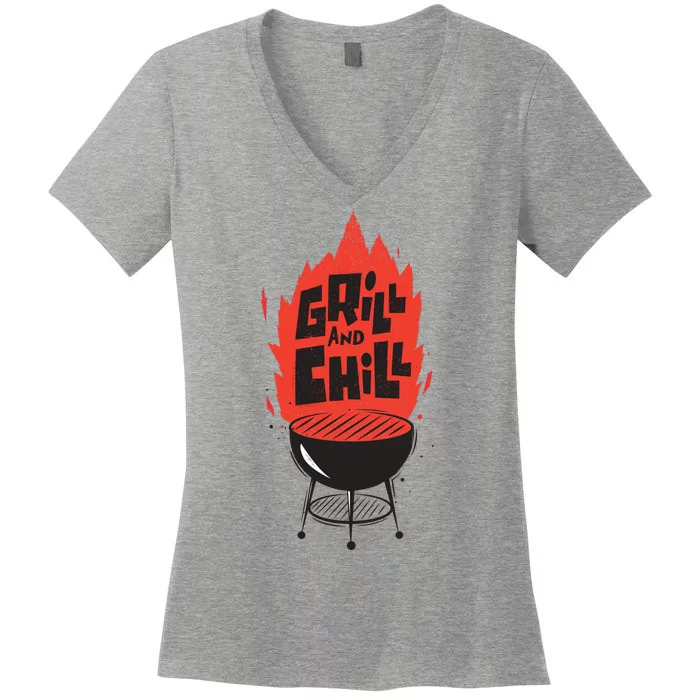 Grill And Chill Women's V-Neck T-Shirt