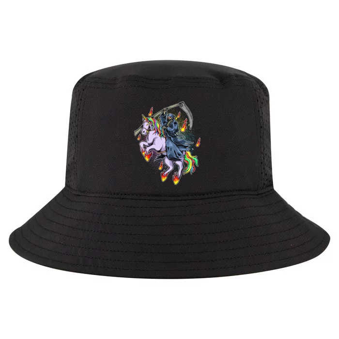 Grim Reaper Riding Rainbow Unicorn Cool Comfort Performance Bucket Hat