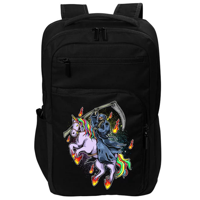 Grim Reaper Riding Rainbow Unicorn Impact Tech Backpack