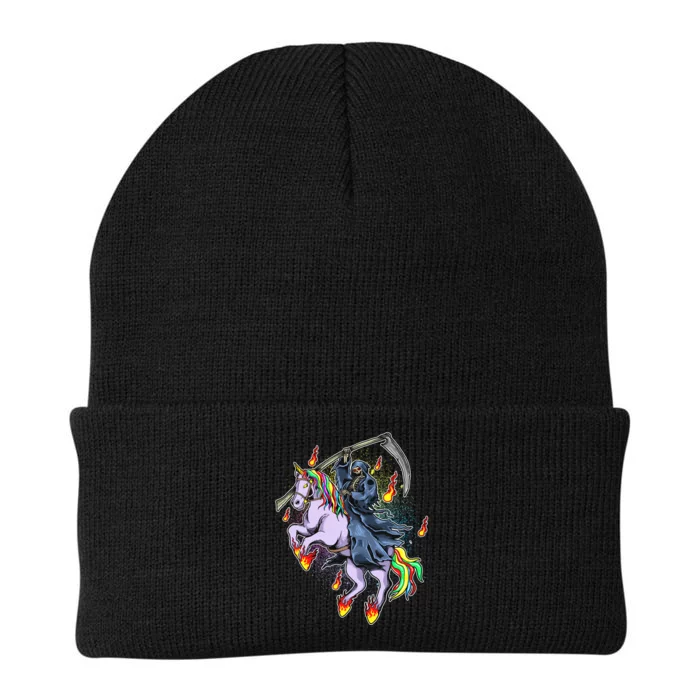 Grim Reaper Riding Rainbow Unicorn Knit Cap Winter Beanie