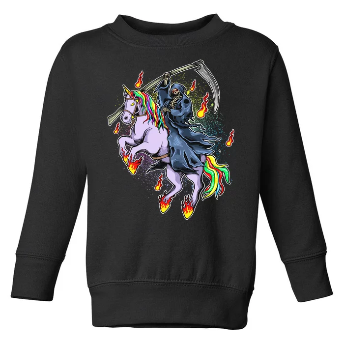 Grim Reaper Riding Rainbow Unicorn Toddler Sweatshirt