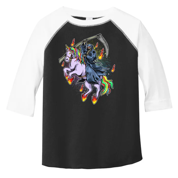 Grim Reaper Riding Rainbow Unicorn Toddler Fine Jersey T-Shirt