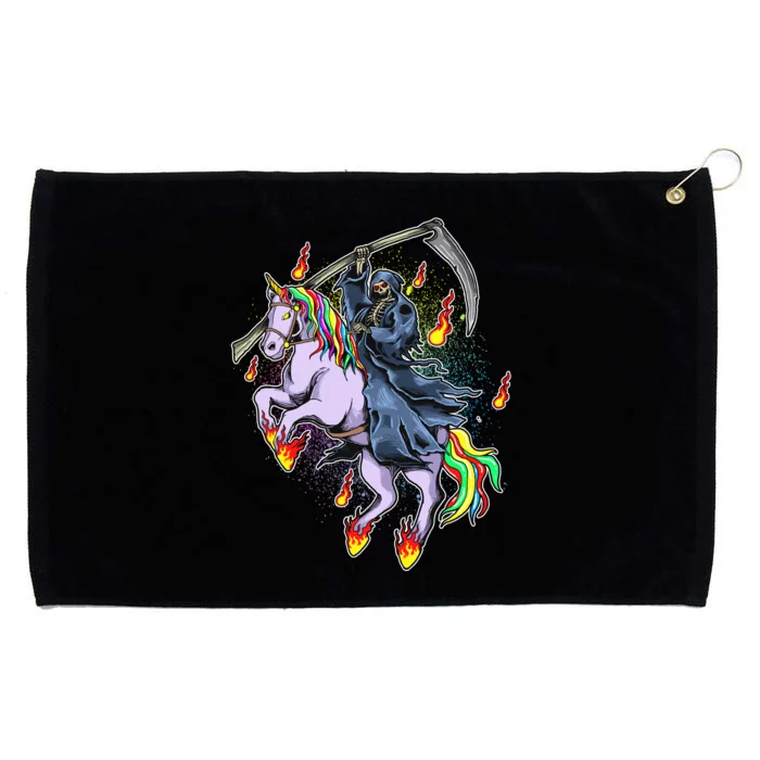 Grim Reaper Riding Rainbow Unicorn Grommeted Golf Towel