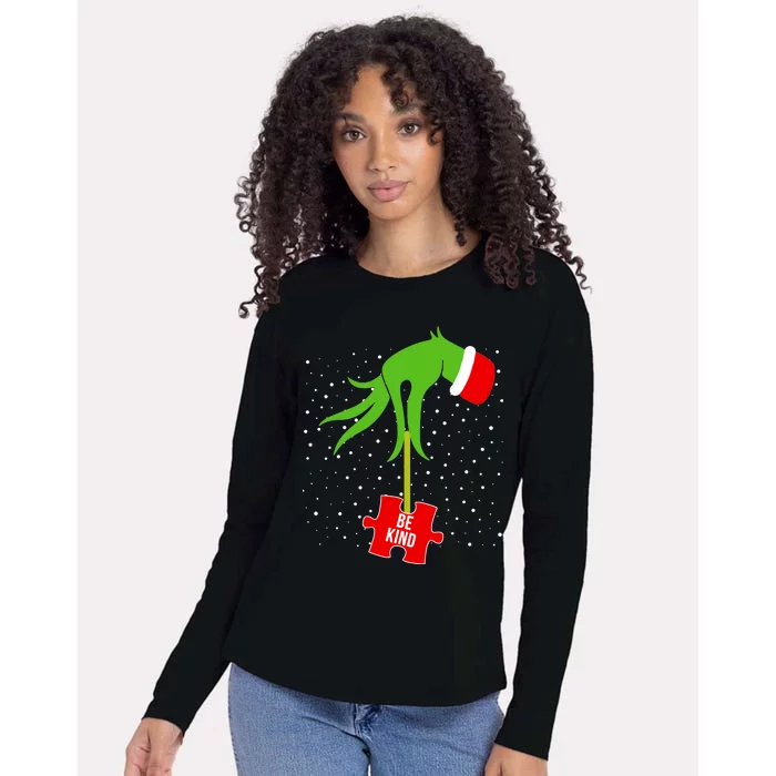 Autism Puzzle Piece Naughty Santa Womens Cotton Relaxed Long Sleeve T-Shirt