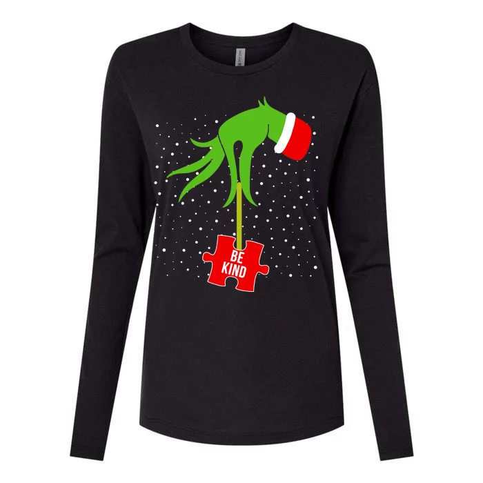 Autism Puzzle Piece Naughty Santa Womens Cotton Relaxed Long Sleeve T-Shirt