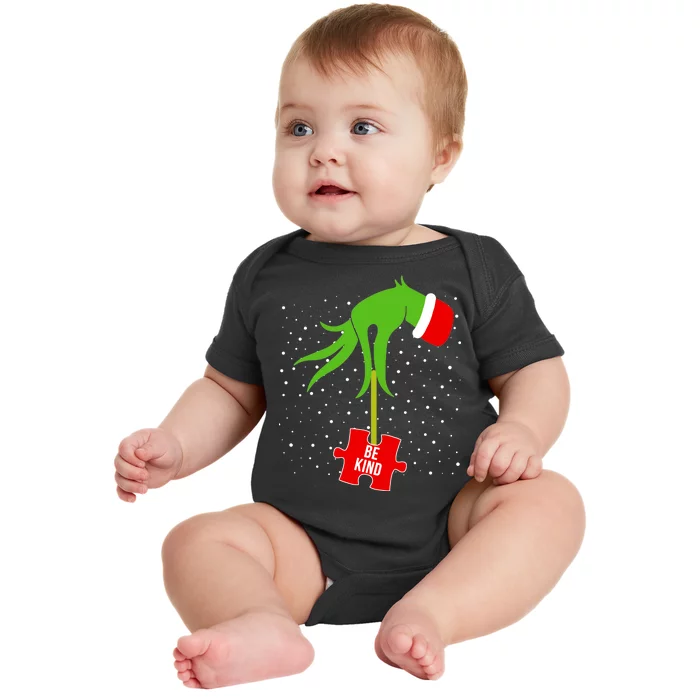 Autism Puzzle Piece Naughty Santa Baby Bodysuit