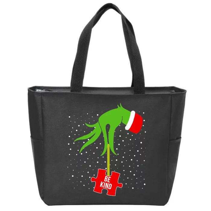 Autism Puzzle Piece Naughty Santa Zip Tote Bag