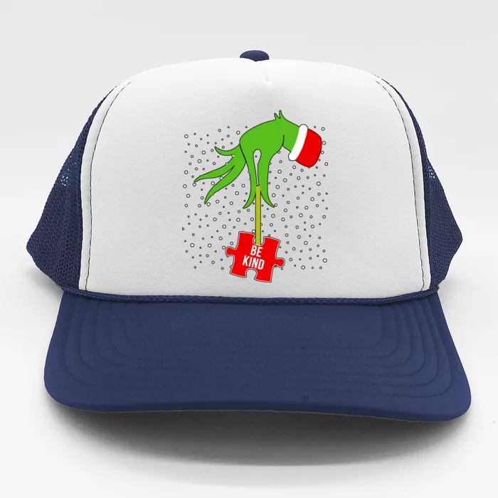 Autism Puzzle Piece Naughty Santa Trucker Hat