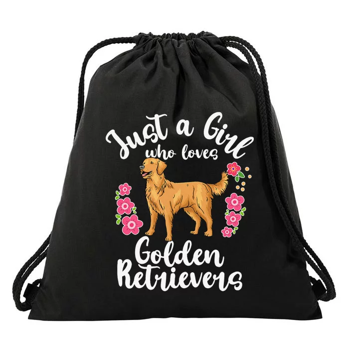 Golden Retriever Just a Who Loves Golden Retrievers Drawstring Bag