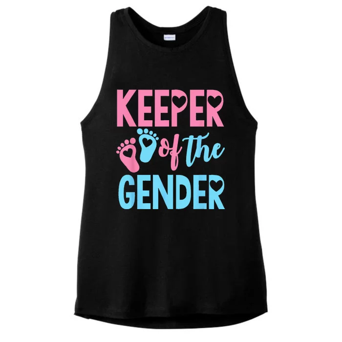 Gender Reveal Keeper Of The Gender Gender Reveal Ladies Tri-Blend Wicking Tank