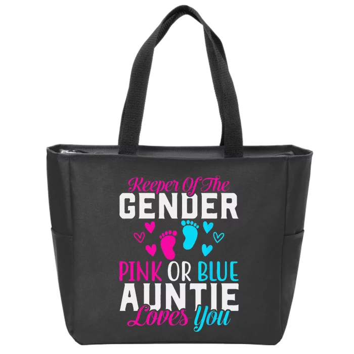 Gender Reveal Keeper of the Gender Funny Auntie Gender Zip Tote Bag