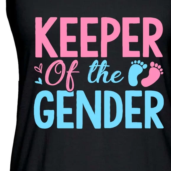 Gender Reveal Keeper Of The Gender T Gender Reveal Ladies Essential Flowy Tank