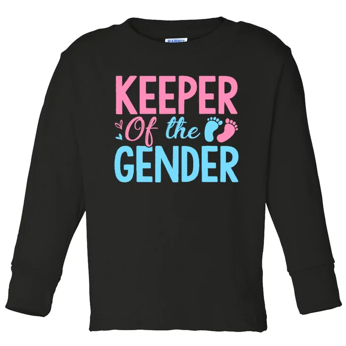 Gender Reveal Keeper Of The Gender T Gender Reveal Toddler Long Sleeve Shirt