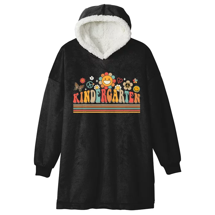 Groovy Retro Kindergarten Vibes Back To School Teachers Hooded Wearable Blanket