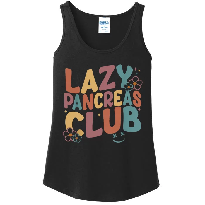 Groovy Retro Lazy Pancreas Club Type 1 Diabetes Awareness Ladies Essential Tank