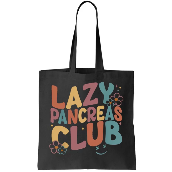 Groovy Retro Lazy Pancreas Club Type 1 Diabetes Awareness Tote Bag