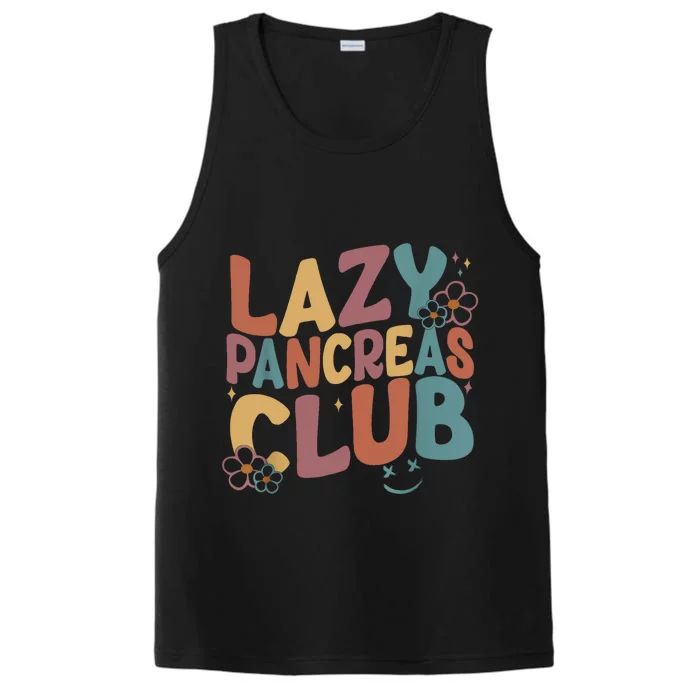 Groovy Retro Lazy Pancreas Club Type 1 Diabetes Awareness Performance Tank