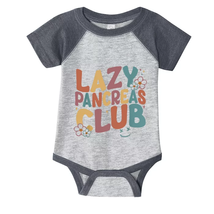 Groovy Retro Lazy Pancreas Club Type 1 Diabetes Awareness Infant Baby Jersey Bodysuit