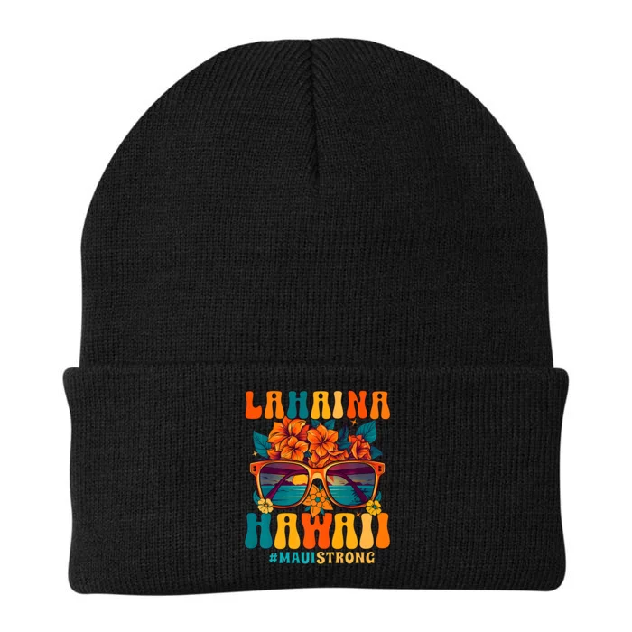 Groovy Retro Lahaina Pray For Maui Hawaii Strong Knit Cap Winter Beanie