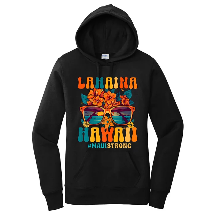 Groovy Retro Lahaina Pray For Maui Hawaii Strong Women's Pullover Hoodie