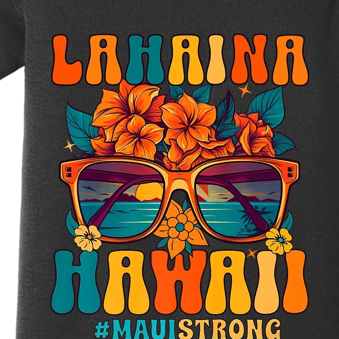 Groovy Retro Lahaina Pray For Maui Hawaii Strong Baby Bodysuit