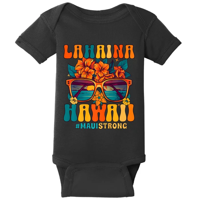 Groovy Retro Lahaina Pray For Maui Hawaii Strong Baby Bodysuit