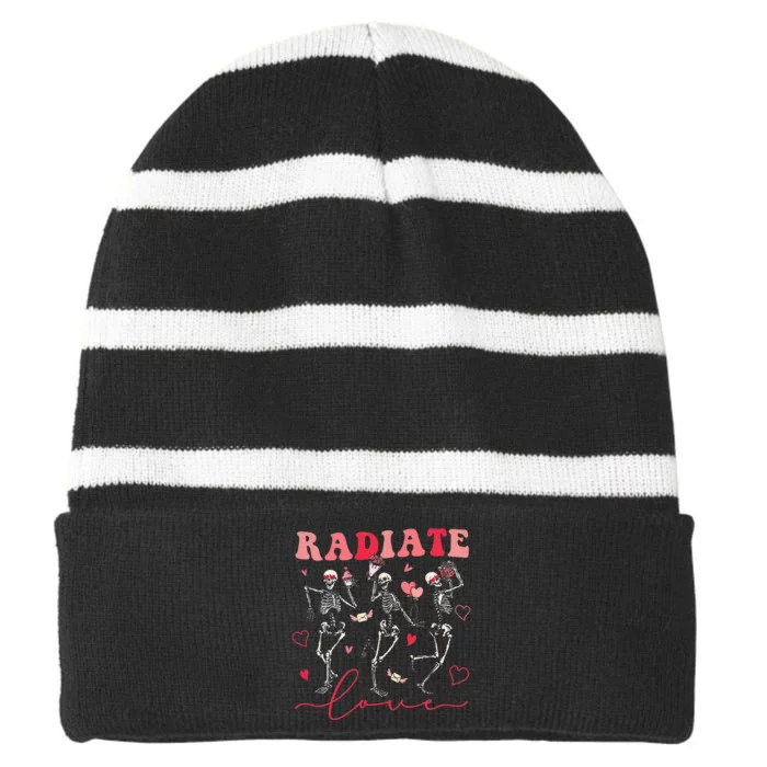 Groovy Radiate Love Valentine Xray Tech Radiology Rad Tech Striped Beanie with Solid Band