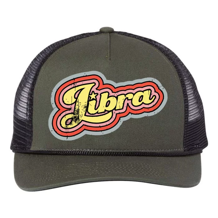 Groovy Retro Libra Zodiac Scales September October Birthday Retro Rope Trucker Hat Cap