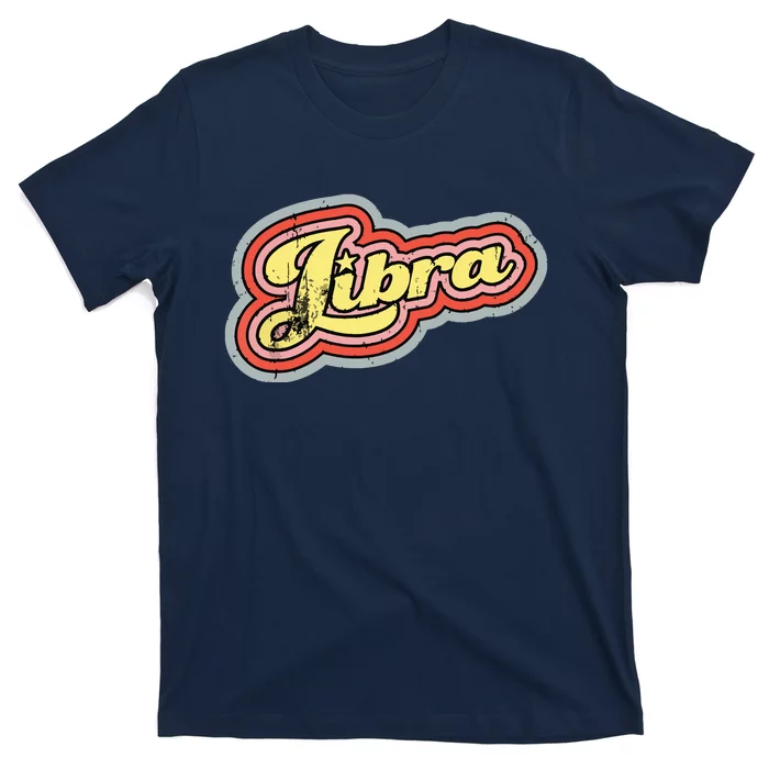 Groovy Retro Libra Zodiac Scales September October Birthday T-Shirt