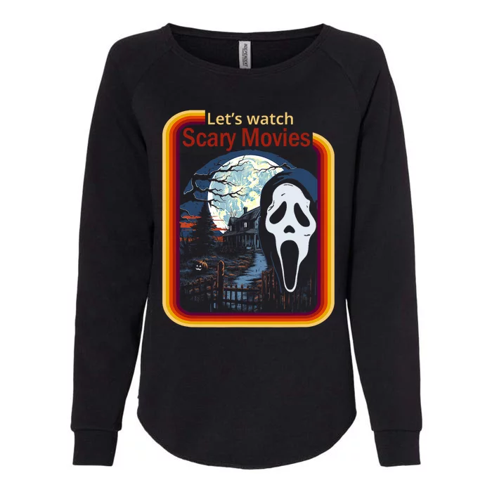 Ghost Retro Lets Watch Scary Movies Womens California Wash Sweatshirt