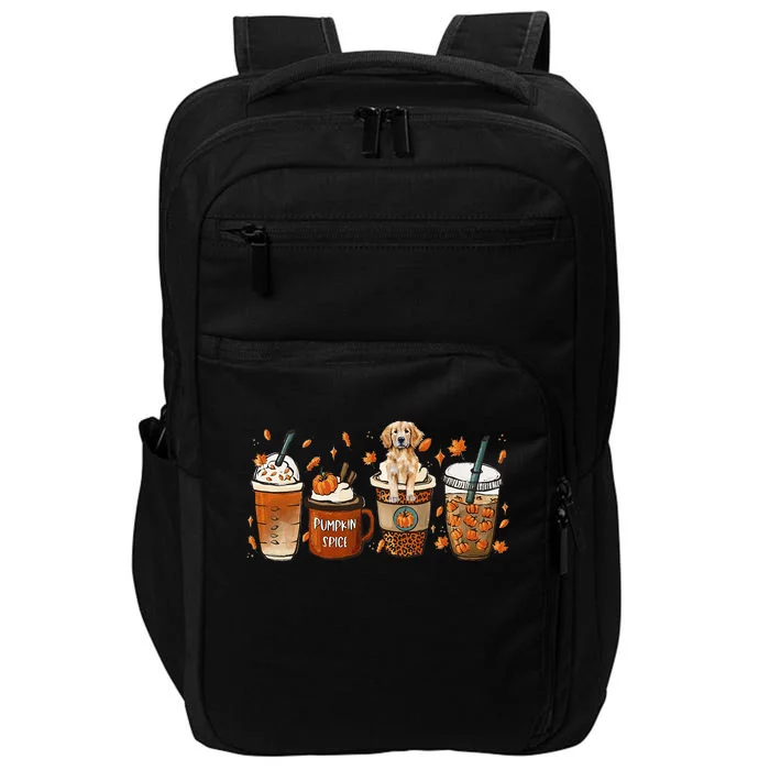 Golden Retriever Lover Pumpkin Spice Coffee Warm Fall Autumn Impact Tech Backpack