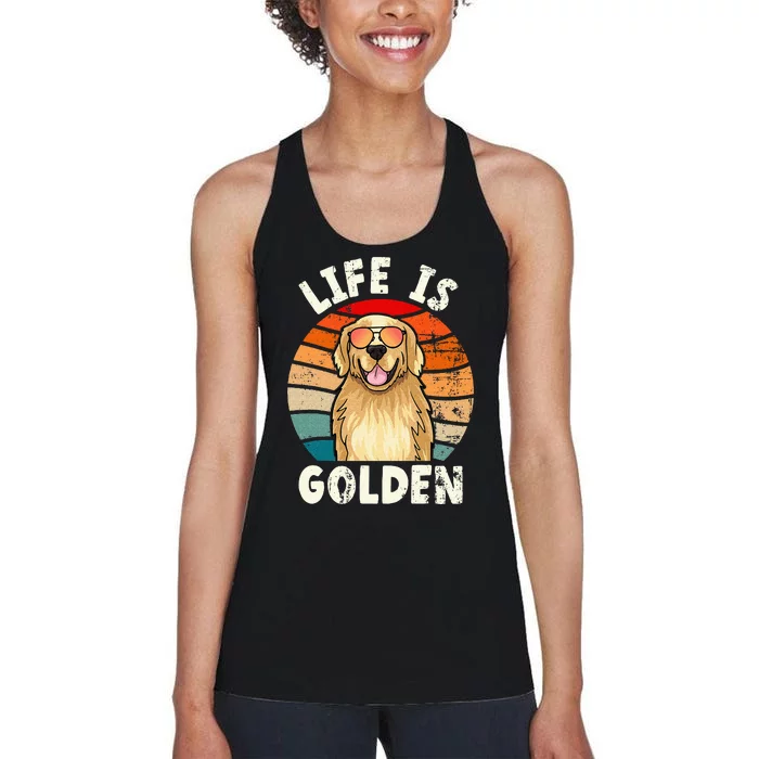 Golden Retriever Life is Golden Tee Golden Owner Women's Racerback Tank