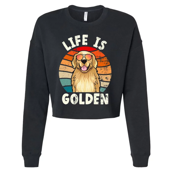 Golden Retriever Life is Golden Tee Golden Owner Cropped Pullover Crew