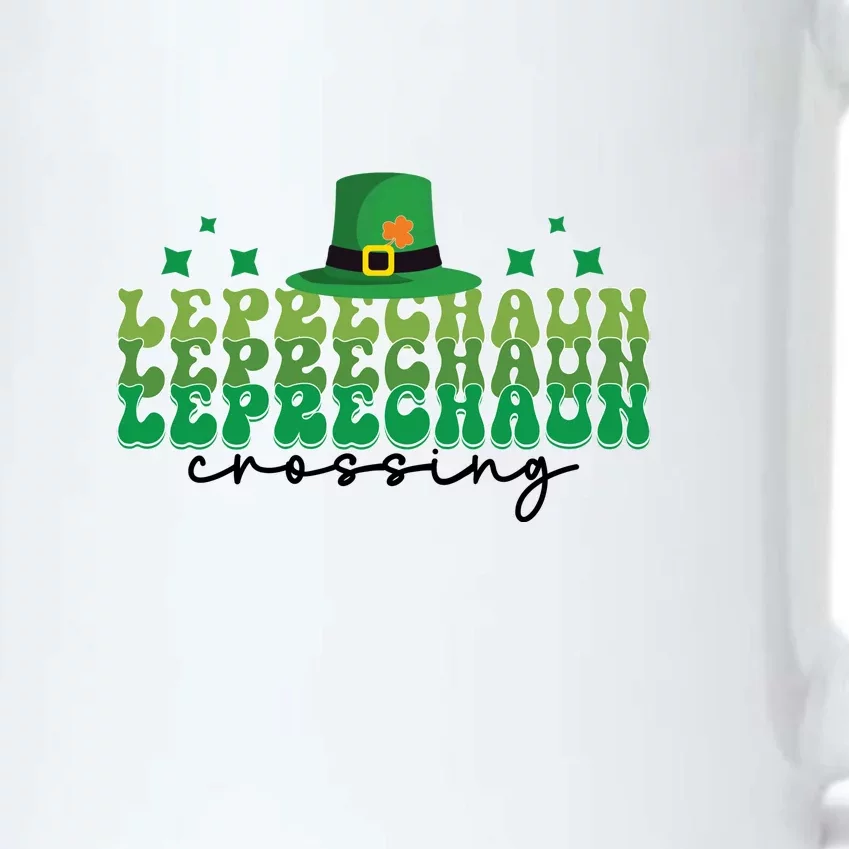 Groovy Retro Leprechaun Crossing Funny St Patrick Day Shamrock Black Color Changing Mug