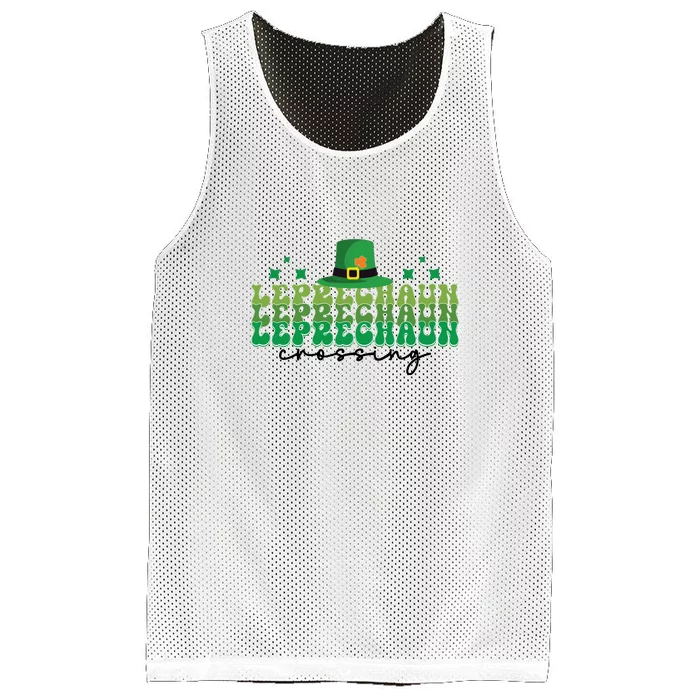 Groovy Retro Leprechaun Crossing Funny St Patrick Day Shamrock Mesh Reversible Basketball Jersey Tank