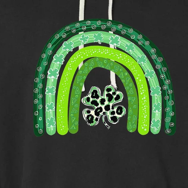 Green Rainbow Leopard Lucky Shamrock Irish St Patricks Day Garment-Dyed Fleece Hoodie