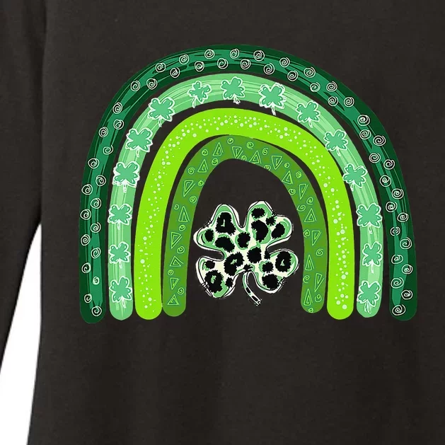 Green Rainbow Leopard Lucky Shamrock Irish St Patricks Day Womens CVC Long Sleeve Shirt