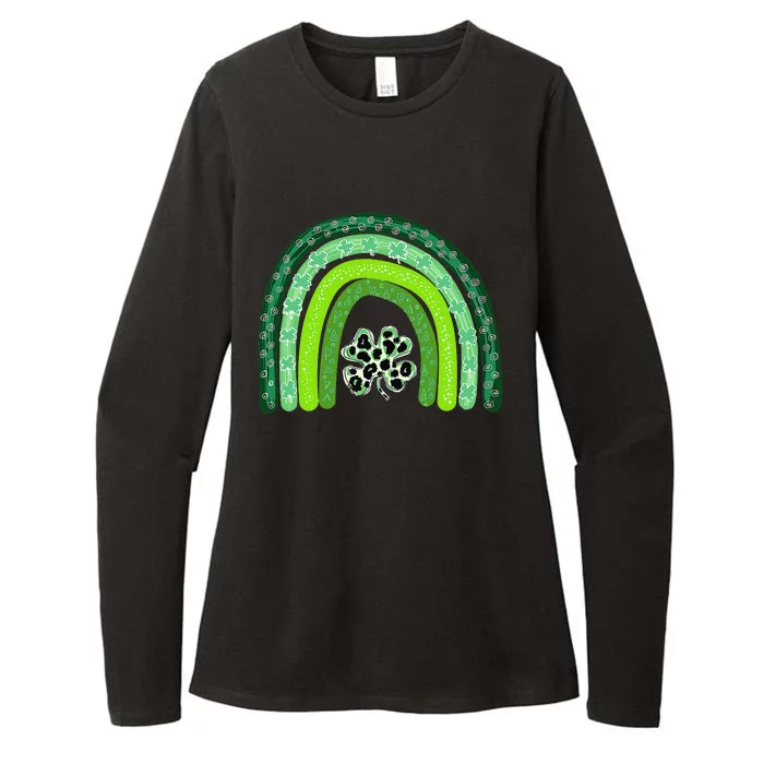 Green Rainbow Leopard Lucky Shamrock Irish St Patricks Day Womens CVC Long Sleeve Shirt