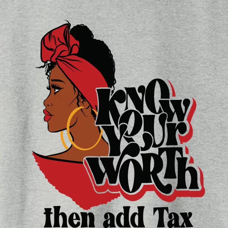 Gift Red Lips Know Your Worth Then Add Tax Black Queen Gift Women's Crop Top Tee