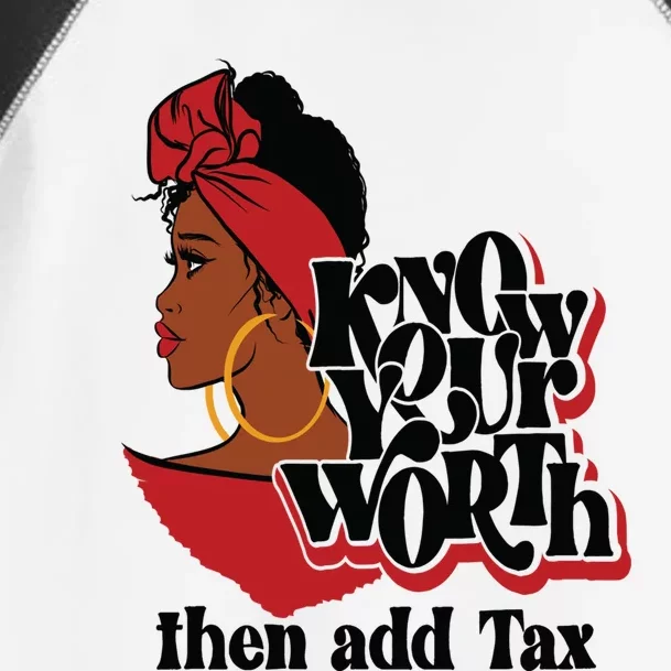 Gift Red Lips Know Your Worth Then Add Tax Black Queen Gift Toddler Fine Jersey T-Shirt