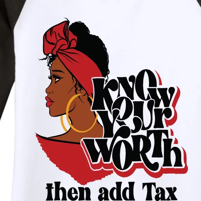 Gift Red Lips Know Your Worth Then Add Tax Black Queen Gift Women's Tri-Blend 3/4-Sleeve Raglan Shirt