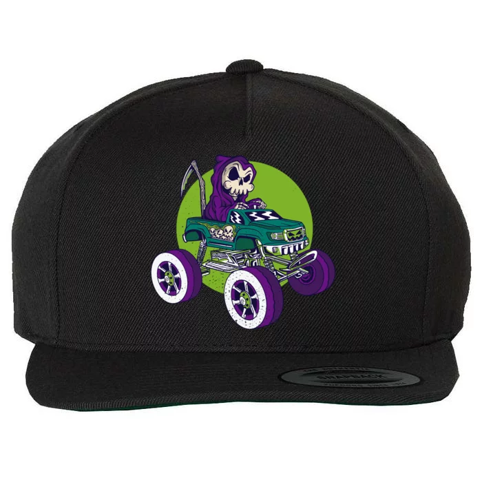 Grim Reaper Monster Truck Wool Snapback Cap