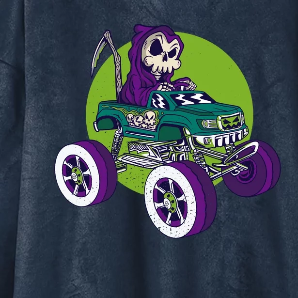 Grim Reaper Monster Truck Hooded Wearable Blanket