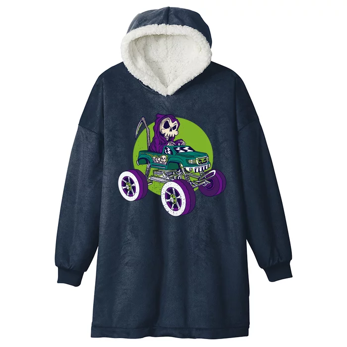 Grim Reaper Monster Truck Hooded Wearable Blanket