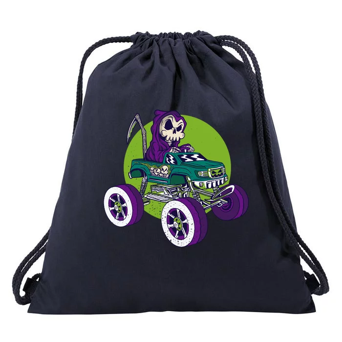 Grim Reaper Monster Truck Drawstring Bag